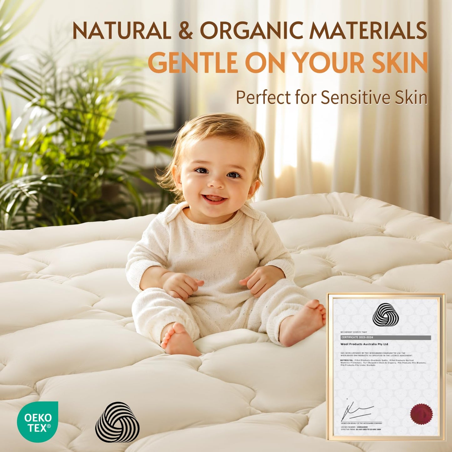 Luxury 100% Organic Wool Mattress Topper-18