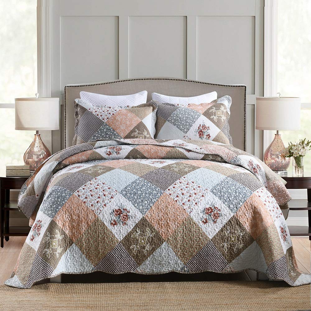 Patchwork Floral Quilt Bedspread Set
