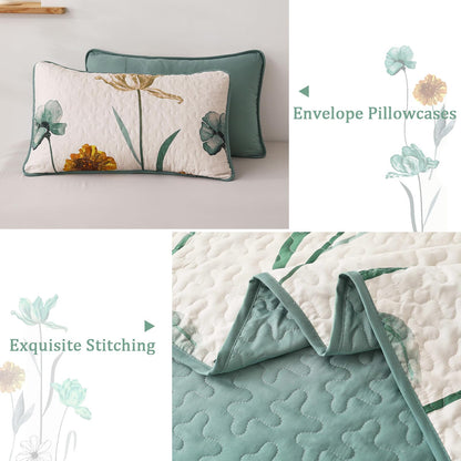 Floral Lightweight Microfiber Quilt Set