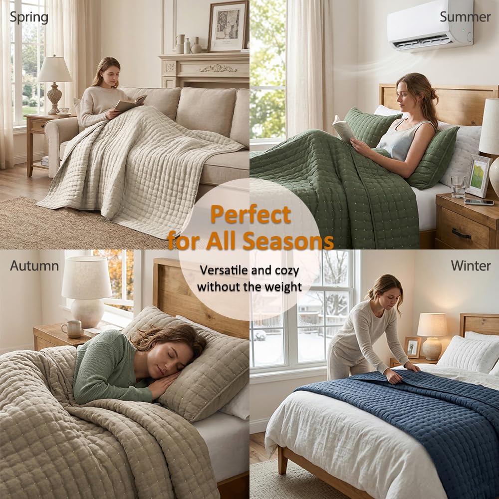 Lightweight Quilted Bedspread Coverlet Set