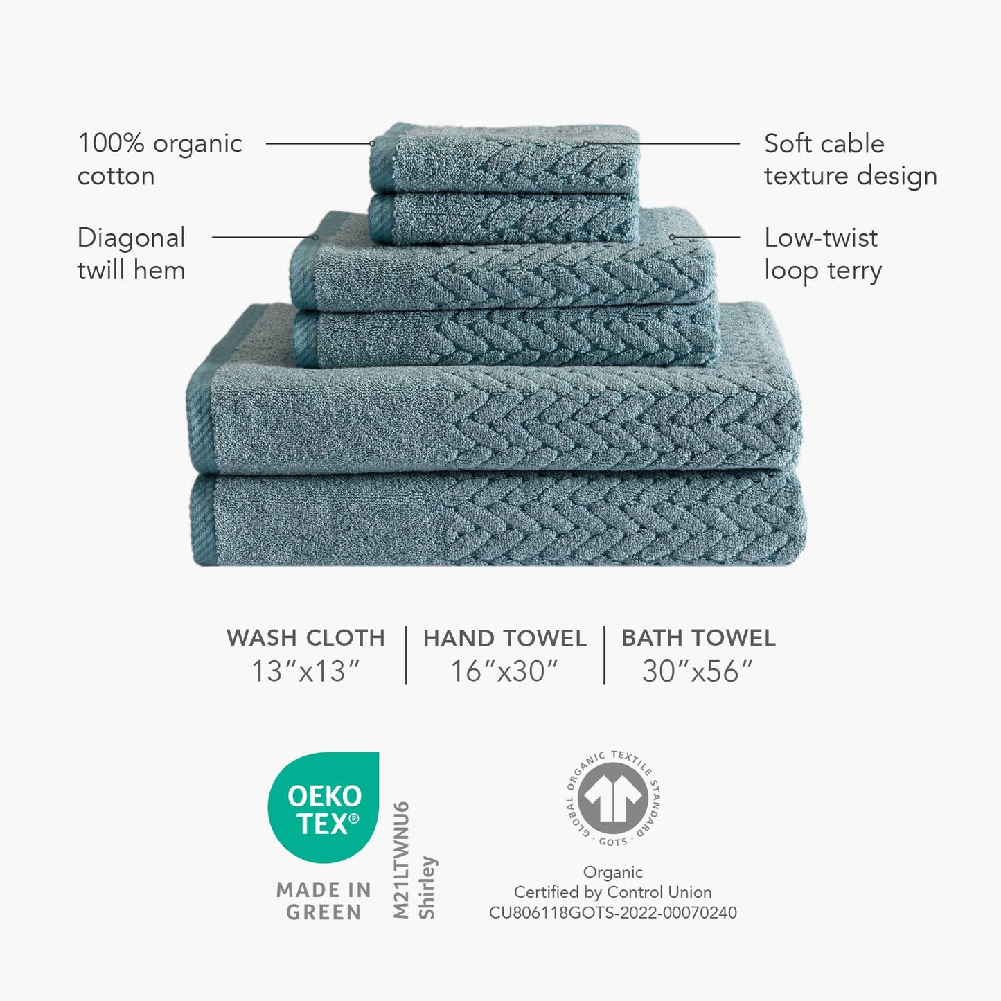 Texere 100% Organic Cotton Jacquard Towel Sets