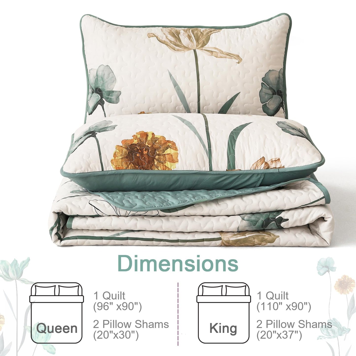 Floral Lightweight Microfiber Quilt Set