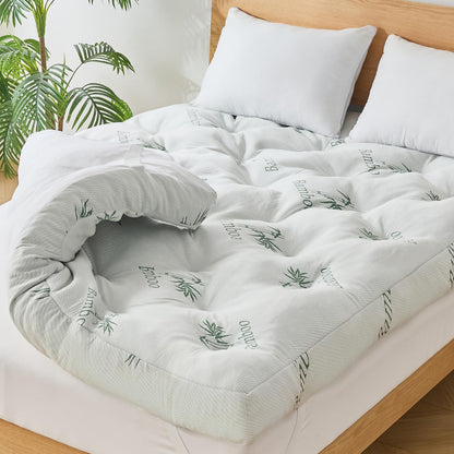 WhatsBedding 4 Inch Bamboo Memory Foam Mattress Topper