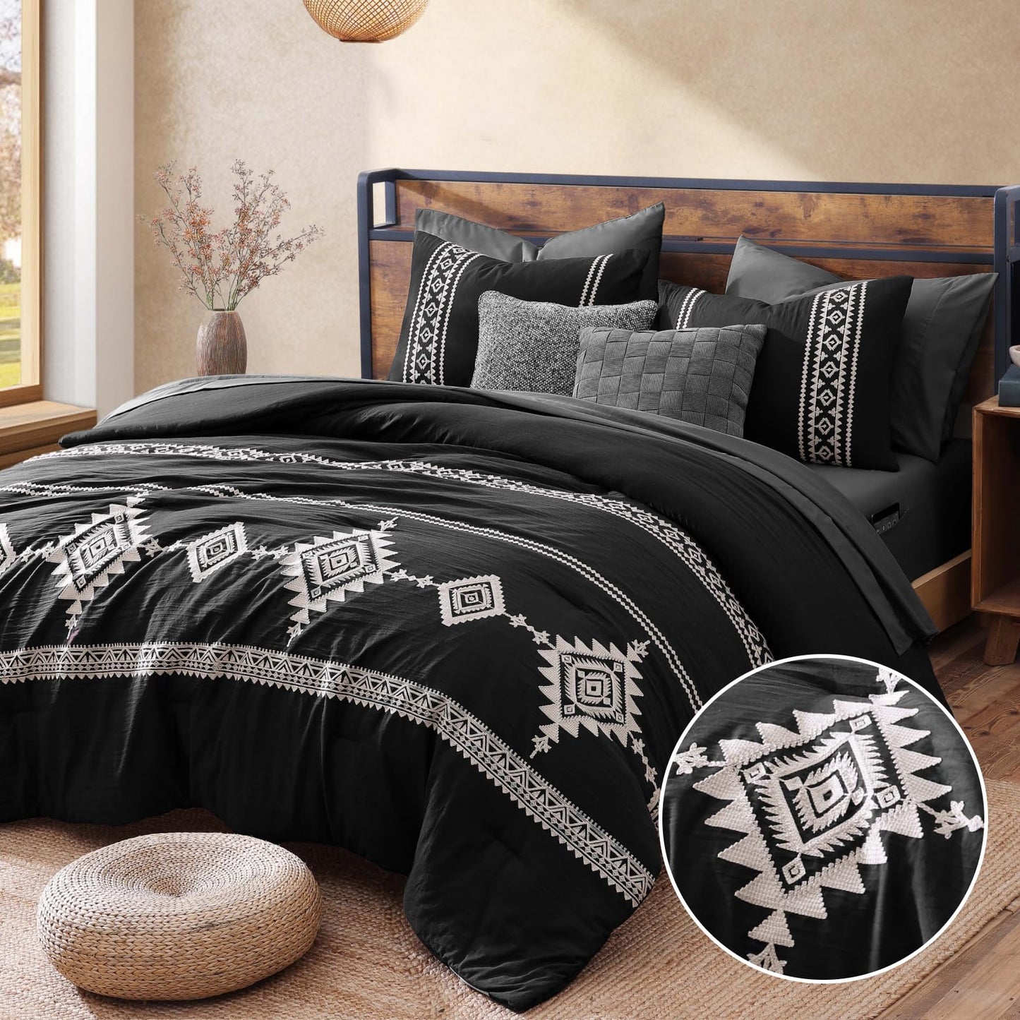 Boho Embroidered Comforter Set