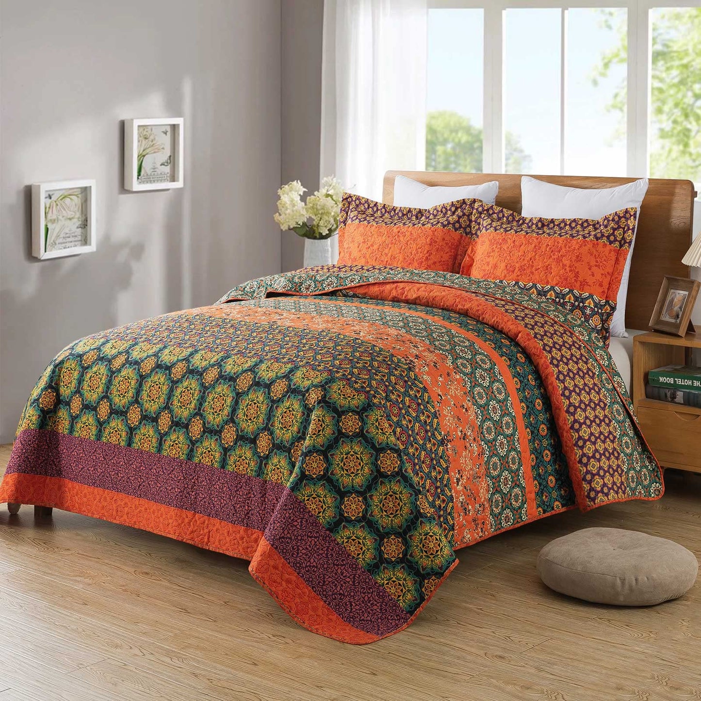 Patchwork Floral Quilt Bedspread Set