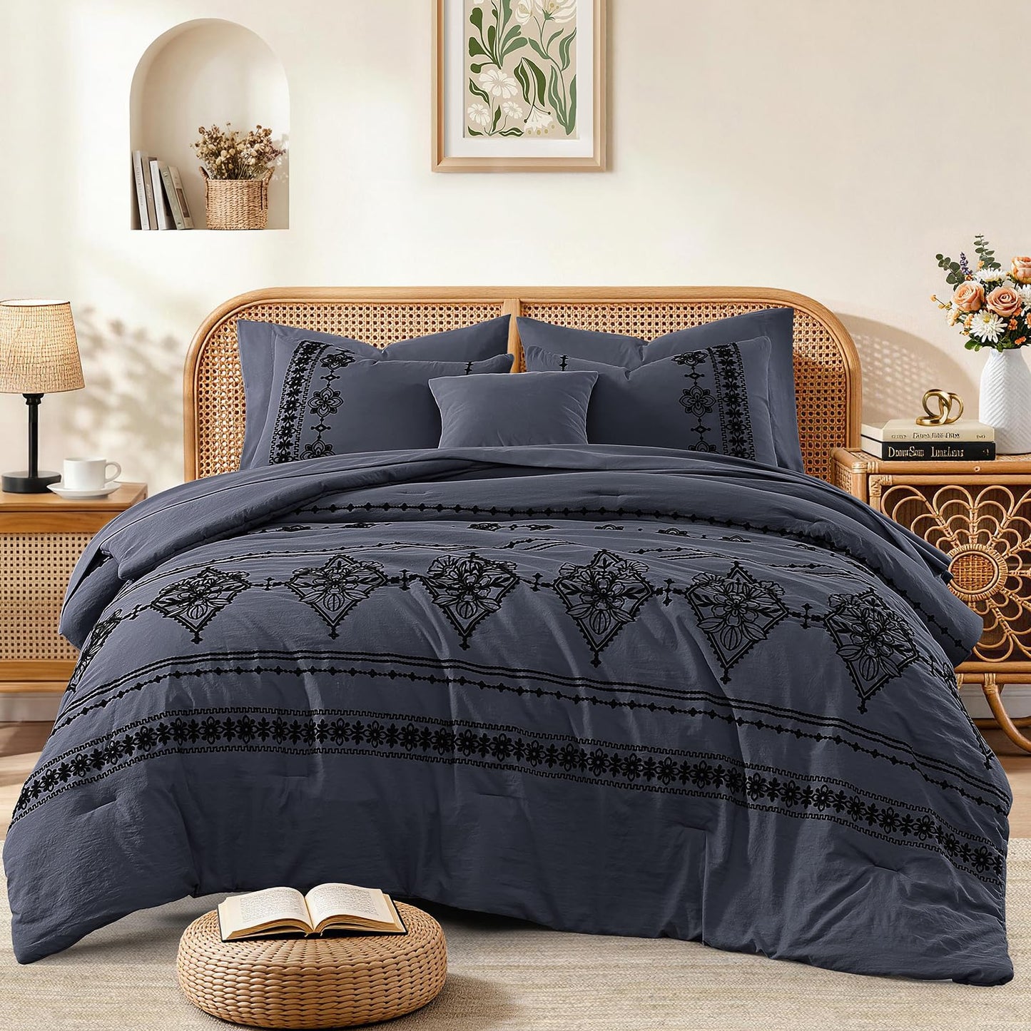 Boho Embroidered Comforter Set