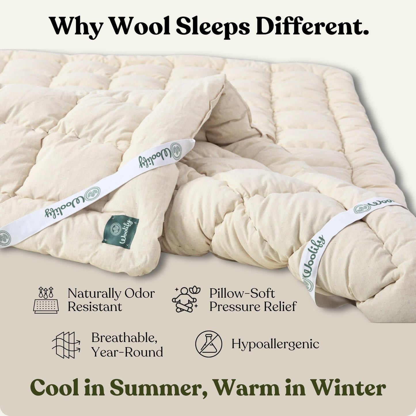Organic Merino Wool Mattress Topper