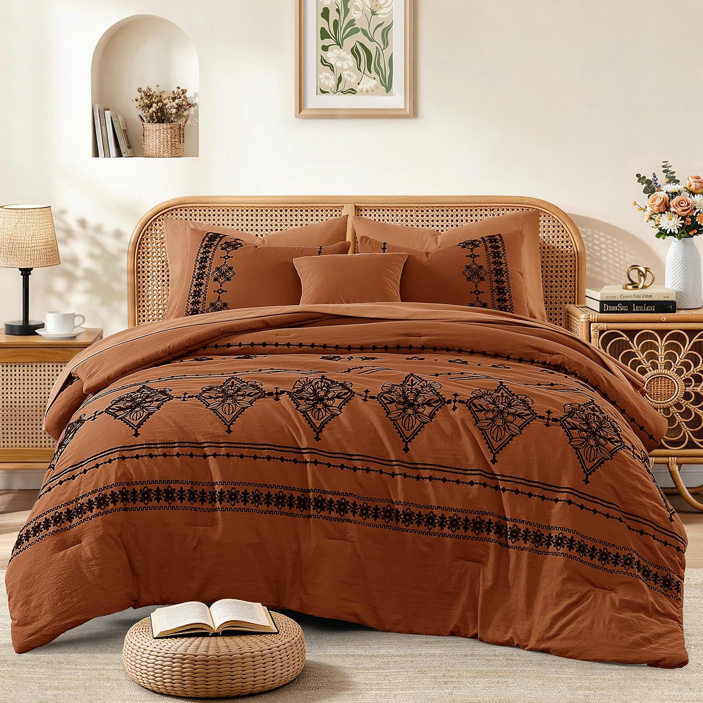 Boho Embroidered Comforter Set