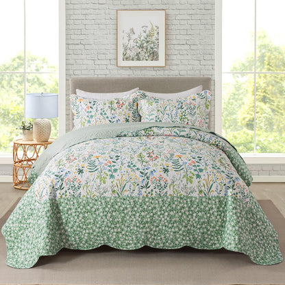 Patchwork Floral Quilt Bedspread Set