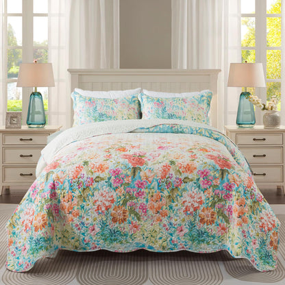 Patchwork Floral Quilt Bedspread Set