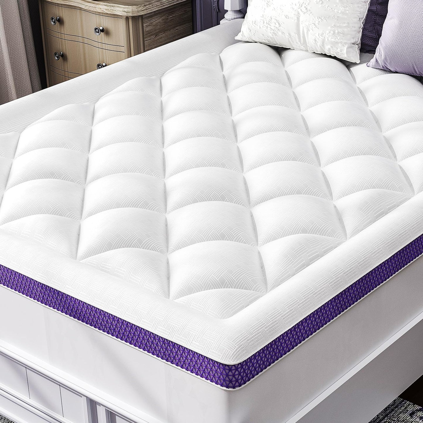 Bamboo Viscose Soft Pillow Top Mattress Topper