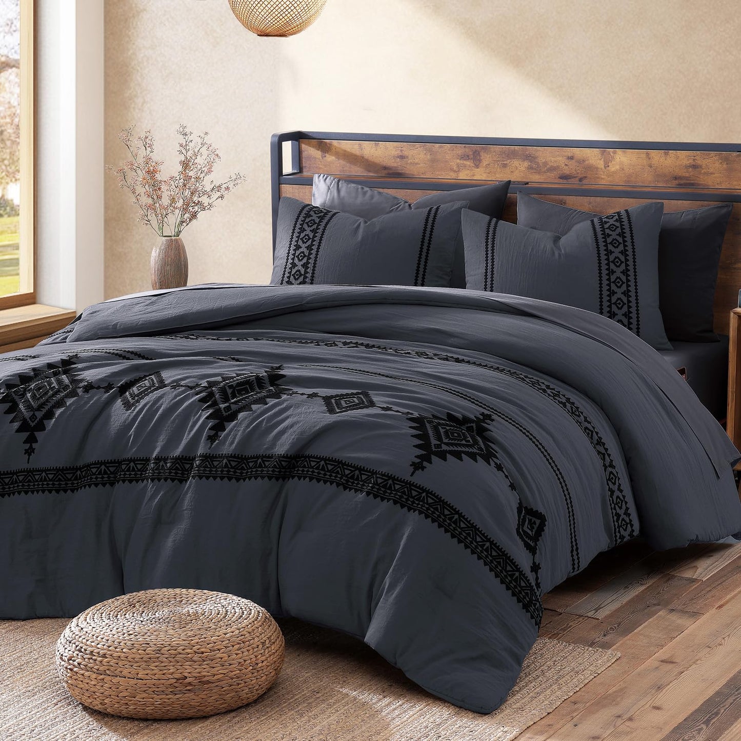 Boho Embroidered Comforter Set