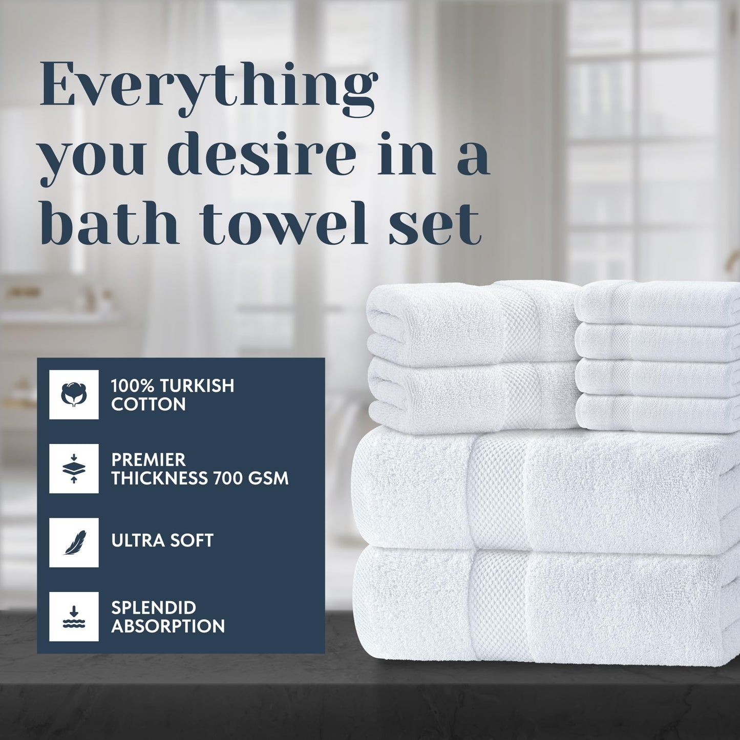 Luxury Turkish Cotton Bath Towel Set