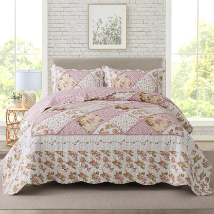 Patchwork Floral Quilt Bedspread Set