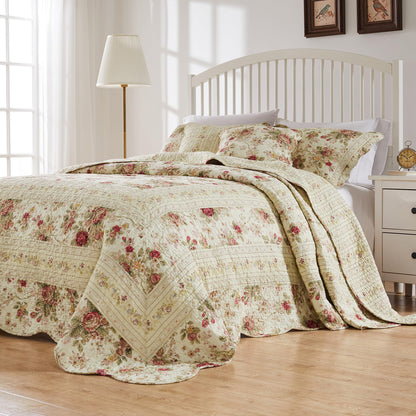 Antique Rose Cotton Quilt Set