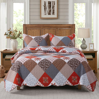 Patchwork Floral Quilt Bedspread Set