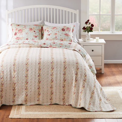 Antique Rose Cotton Quilt Set