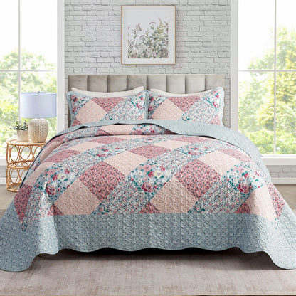 Patchwork Floral Quilt Bedspread Set