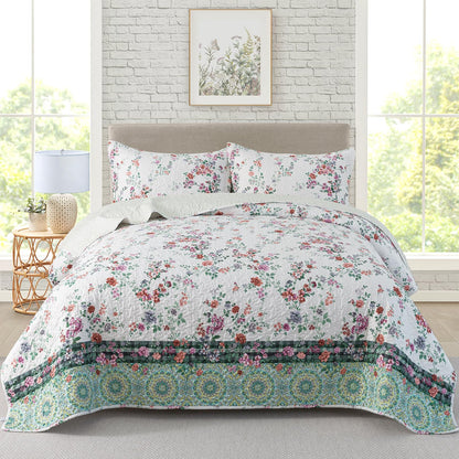 Patchwork Floral Quilt Bedspread Set