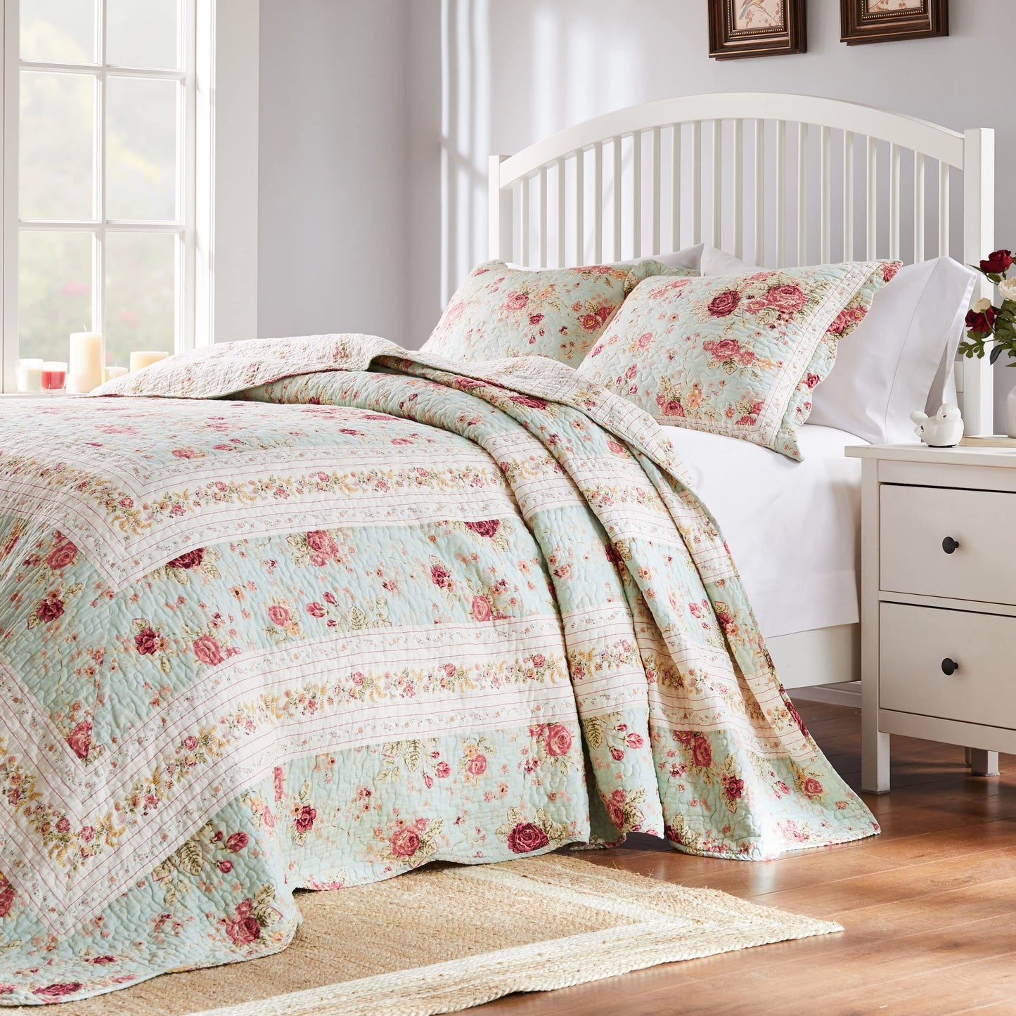 Antique Rose Cotton Quilt Set