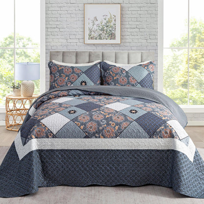 Patchwork Floral Quilt Bedspread Set