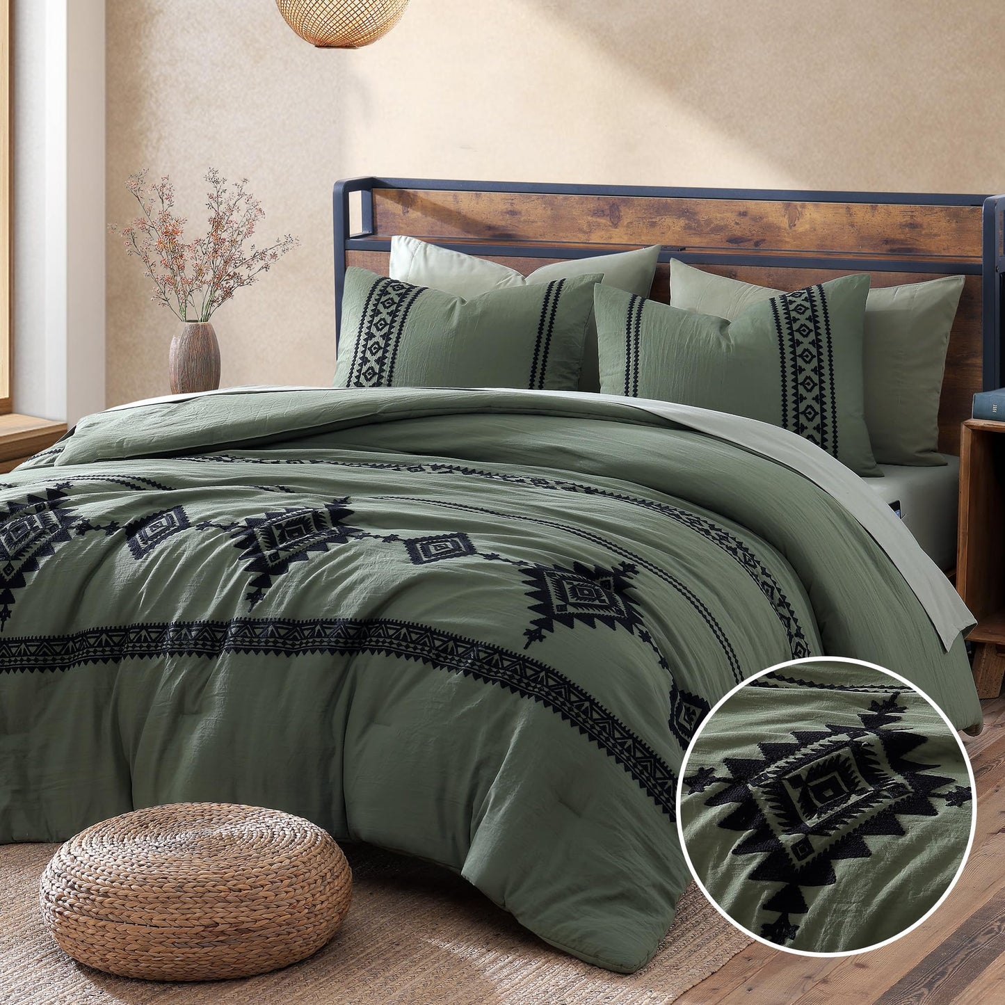 Boho Embroidered Comforter Set