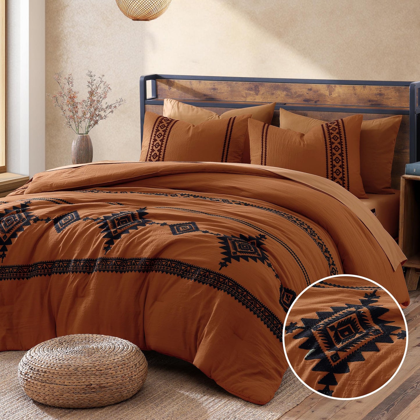 Boho Embroidered Comforter Set