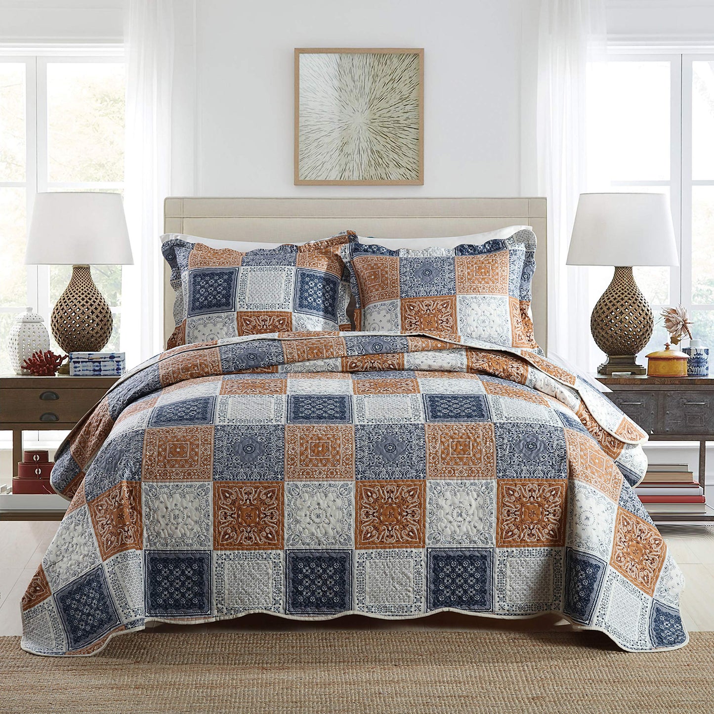 Patchwork Floral Quilt Bedspread Set