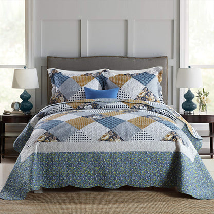 Patchwork Floral Quilt Bedspread Set