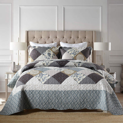 Patchwork Floral Quilt Bedspread Set